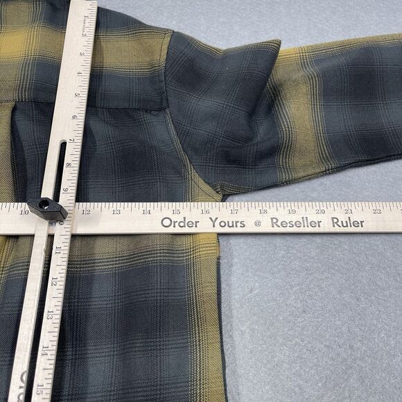 DIXXON Shirt Womens Small Black Gold Oil The Panhandle Plaid Snap Buttons - Picture 11 of 12